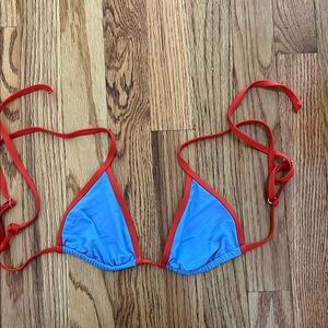 weworewhat contrast bikini blue and red top
